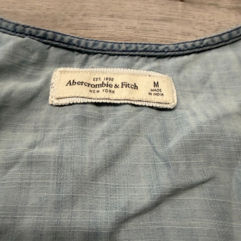 Abercrombie & Fitch Embroidered Lace Tank Top Blue Racerback Women's Medium Boho - Picture 3 of 9